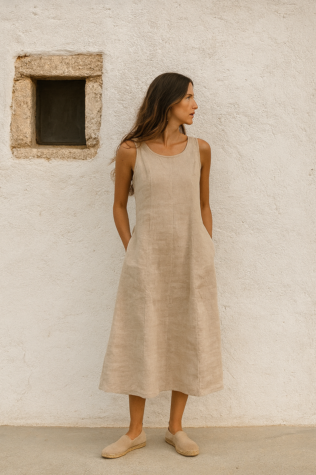 linen dresses india Emalia Embroidered Linen Dress