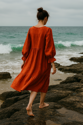 FLOUNCE Linen Dress – Refined Femininity in Pure Linen