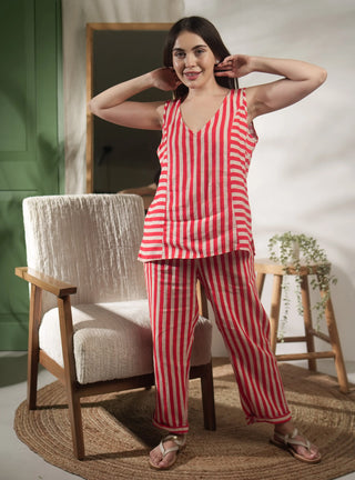 CLEO PURE NATURAL LINEN STRIPED SUNSET Co-ord set P C Crafts