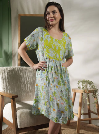 PALMA PURE NATURAL LINEN FLUTTERING BLOOMS DRESS P C Crafts