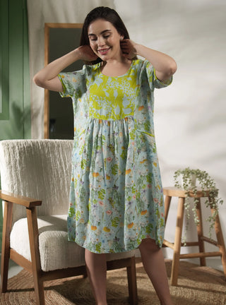PALMA PURE NATURAL LINEN FLUTTERING BLOOMS DRESS P C Crafts