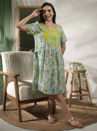 PALMA PURE NATURAL LINEN FLUTTERING BLOOMS DRESS P C Crafts