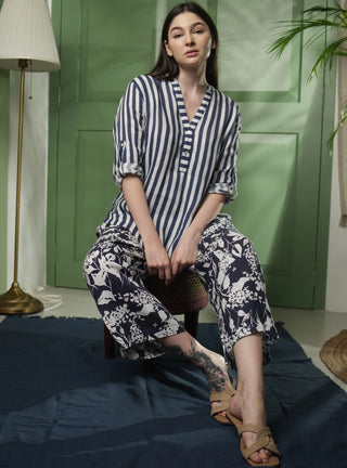 ELLA PURE NATURAL LINEN AZURE GARDEN PRINTED PANT P C Crafts