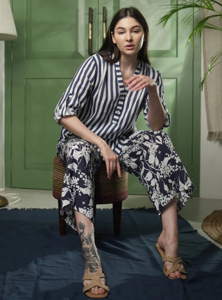 ELLA PURE NATURAL LINEN AZURE GARDEN PRINTED PANT P C Crafts