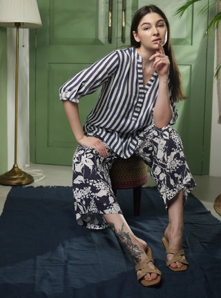 ELLA PURE NATURAL LINEN AZURE GARDEN PRINTED PANT P C Crafts