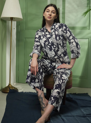 ELLA PURE NATURAL LINEN ESME AZURE GARDEN Co-ord  SET P C Crafts