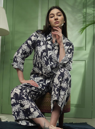 ELLA PURE NATURAL LINEN ESME AZURE GARDEN Co-ord  SET P C Crafts