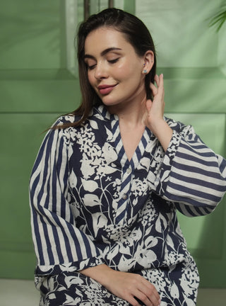 AURA PURE NATURAL LINEN AZURE GARDEN Co-ord Set P C Crafts