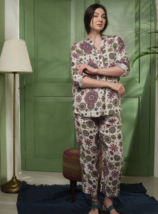 MOV PURE NATURAL LINEN  VIVID ORNAMENTS PRINTED PANT P C Crafts