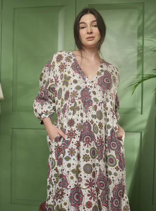 DORA PURE NATURAL LINEN VIVID ORNAMENTS DRESS P C Crafts