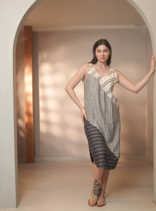 ISABELLA PURE NATURAL LINEN PATCHWORK DRESS P C Crafts