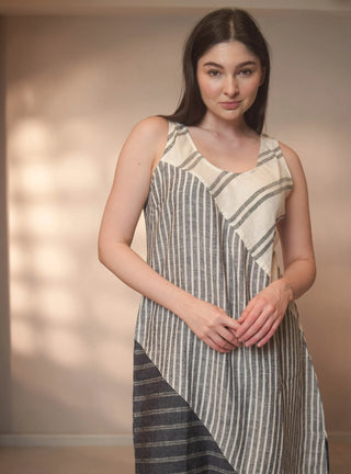 ISABELLA PURE NATURAL LINEN PATCHWORK DRESS P C Crafts