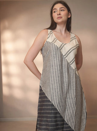 ISABELLA PURE NATURAL LINEN PATCHWORK DRESS P C Crafts