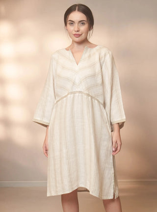 ENZA PURE NATURAL LINEN SHADOW STRIPE DRESS P C Crafts