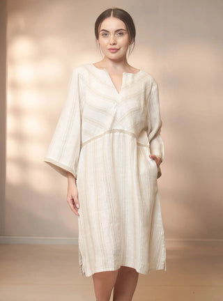 ENZA PURE NATURAL LINEN SHADOW STRIPE DRESS P C Crafts