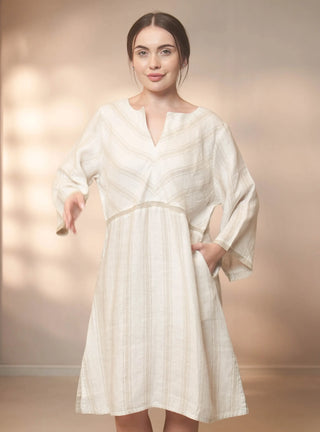 ENZA PURE NATURAL LINEN SHADOW STRIPE DRESS P C Crafts