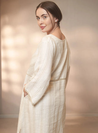 ENZA PURE NATURAL LINEN SHADOW STRIPE DRESS P C Crafts