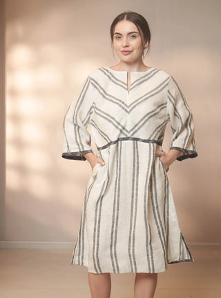 ENZA PURE NATURAL LINEN BEDFORD STRIPE DRESS P C Crafts