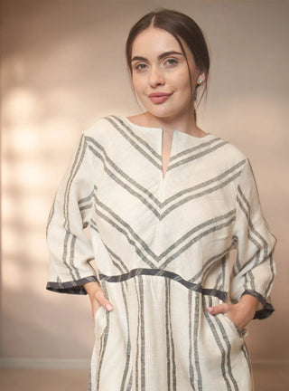 ENZA PURE NATURAL LINEN BEDFORD STRIPE DRESS P C Crafts