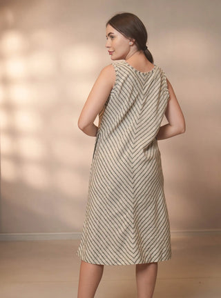 IZIA PURE NATURAL LINEN WHIPCORD STRIPE DRESS P C Crafts