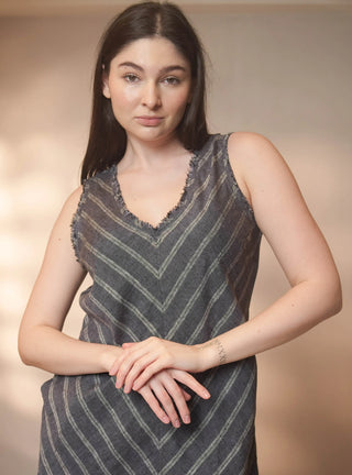 IZIA PURE NATURAL LINEN CAVALRY STRIPE DRESS P C Crafts