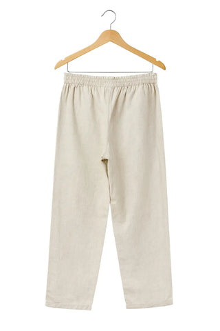 ESTELLE  PURE NATURAL LINEN PANT WITH ZIPPER AND BUTTON P C Crafts