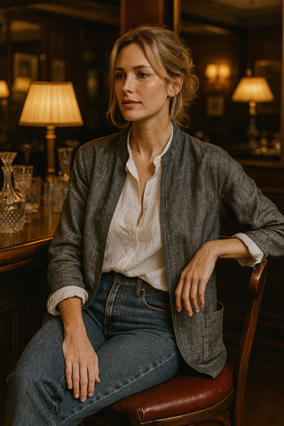 ISABELLA REVERSIBLE LUXE PURE LINEN JACKET – EFFORTLESS TWO WAY STYLE P C Crafts