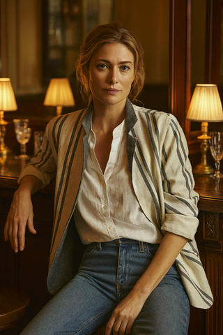 ISABELLA REVERSIBLE LUXE PURE LINEN JACKET – EFFORTLESS TWO WAY STYLE P C Crafts