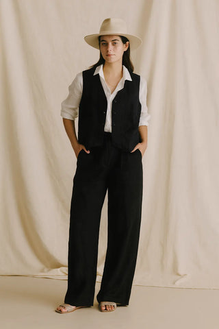 BELLA SHORT VEST PURE NATURAL LINEN JACKET P C Crafts