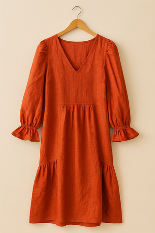 FLOUNCE Linen Dress – Refined Femininity in Pure Linen