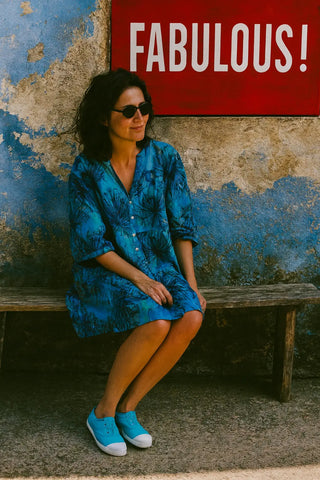 MARINA PURE NATURAL LINEN PALM PETALS DRESS P C Crafts