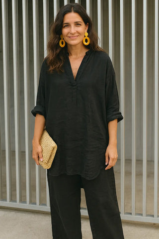 HAZEL PRINCESS CUT FRONT POCKET NATURAL LINEN PANT P C Crafts