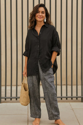 HAZEL PURE NATURAL LINEN PRINCESS CUT FRONT POCKET PANT P C Crafts