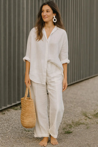 HAZEL PURE NATURAL LINEN PRINCESS CUT FRONT POCKET PANT P C Crafts