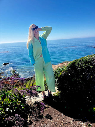 NARLA PURE NATURAL LINEN COLOR BLOCK CO-ORD SET P C Crafts