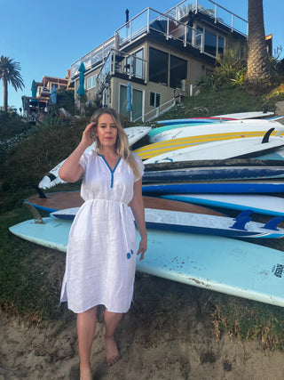 BAIA PURE NATURAL LINEN SOLID COLOR RAGLEEN SLEEVE DRESS P C Crafts