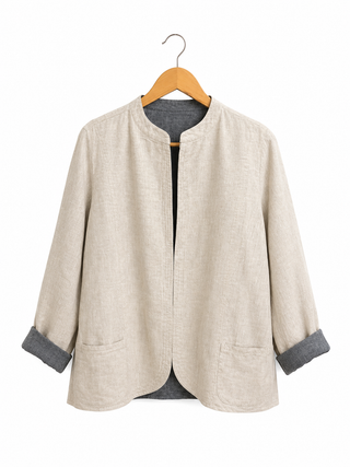 ISABELLA Reversible Luxe Pure Linen Jacket – Natural / Graphite | FABULOUS! Linen
