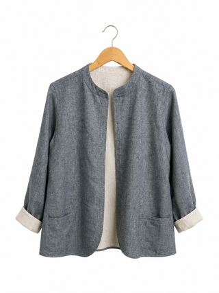 ISABELLA Reversible Luxe Pure Linen Jacket – Natural / Graphite | FABULOUS! Linen