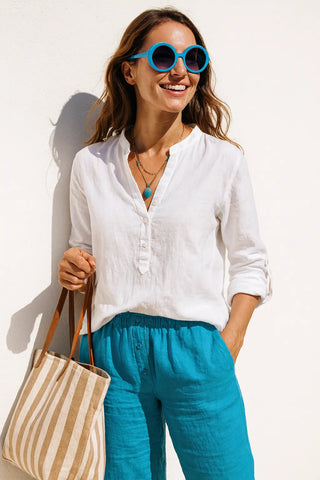 Lucia Pure Natural Linen SOLID COLOR SHIRT P C Crafts