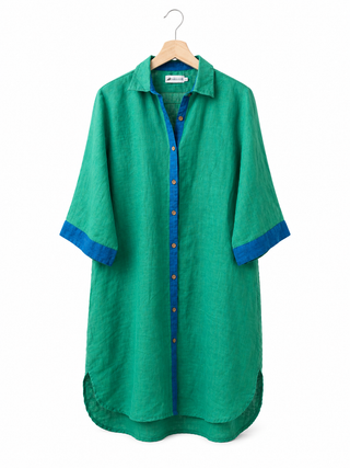LIORA PURE NATURAL LINEN SOLID COLOR SHIRT DRESS