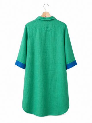 LIORA PURE NATURAL LINEN SOLID COLOR SHIRT DRESS