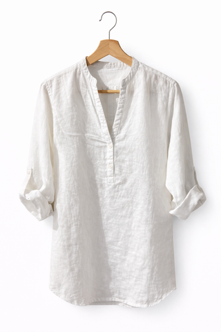 Lucia Pure Natural Linen SOLID COLOR TUNIC SHIRT