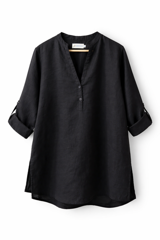 Black Lucia Shirt Premium Natural Linen Co-ord Set