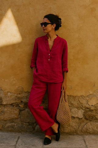 Lucia Pure Natural Linen SOLID COLOR SHIRT P C Crafts