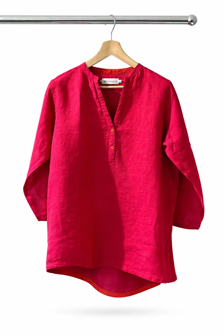 Fuchsia Premium Linen Shirt for Women | Breathable Summer Linen Top India-Lucia