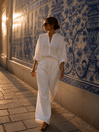 White Premium Linen Shirt for Women | Breathable Summer Linen Top-Lucia