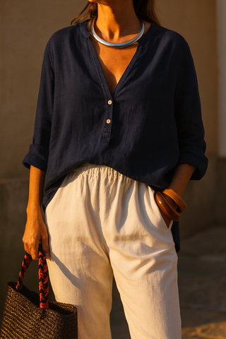 Lucia Pure Natural Linen SOLID COLOR SHIRT P C Crafts