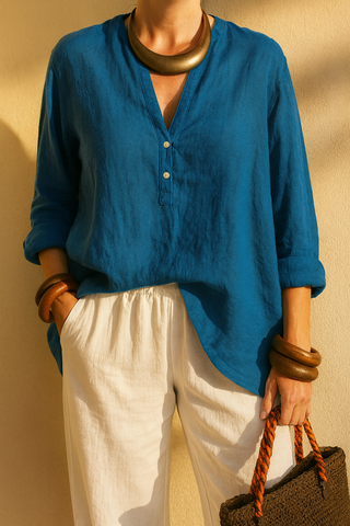 Lucia Pure Natural Linen SOLID COLOR SHIRT P C Crafts