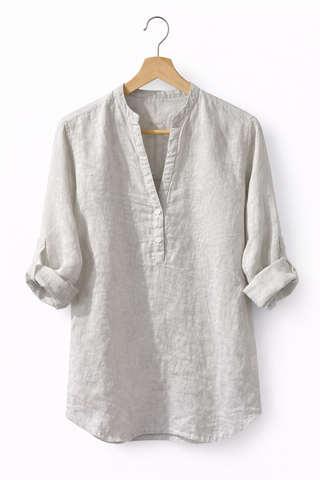 Lucia Pure Natural Linen SOLID COLOR TUNIC SHIRT