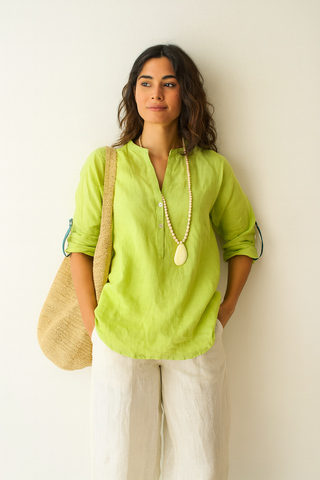Lucia Pure Natural Linen SOLID COLOR SHIRT P C Crafts